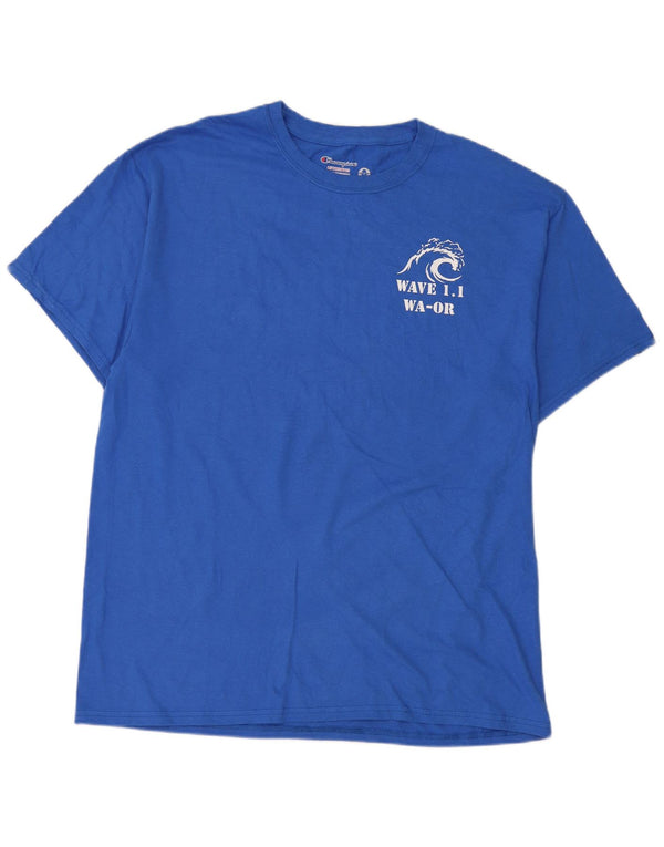 Camiseta masculina estampada Champion grande azul
