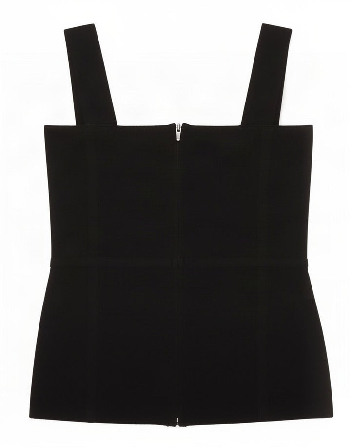 Zara Womens Crop Top UK 8 Pequeno Preto Nylon