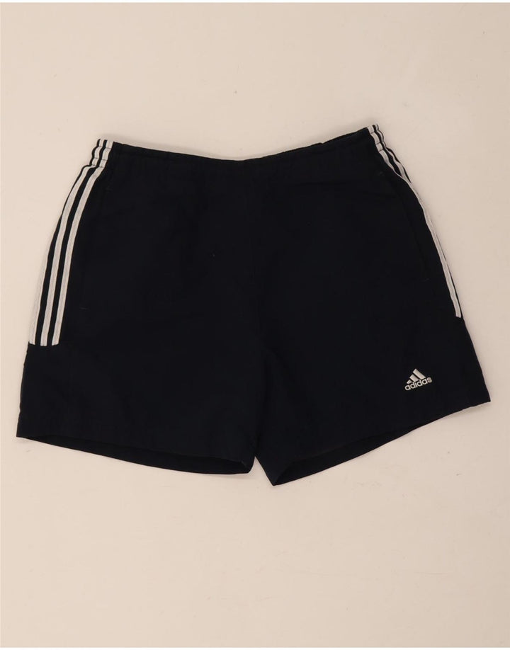Shorts esportivos femininos Adidas UK 10 pequeno poliéster azul marinho
