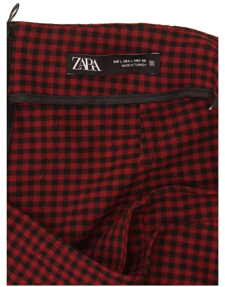 Zara Shorts feminino casual grande W30 L3 vermelho guingão