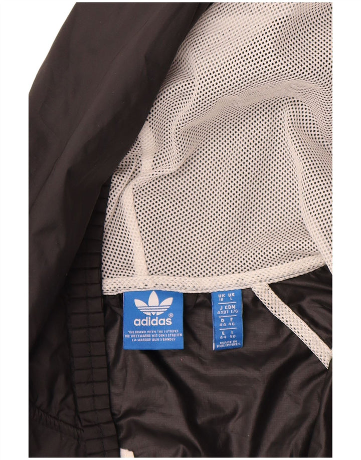 Casaco de chuva com capuz feminino Adidas UK 18 XL preto poliéster