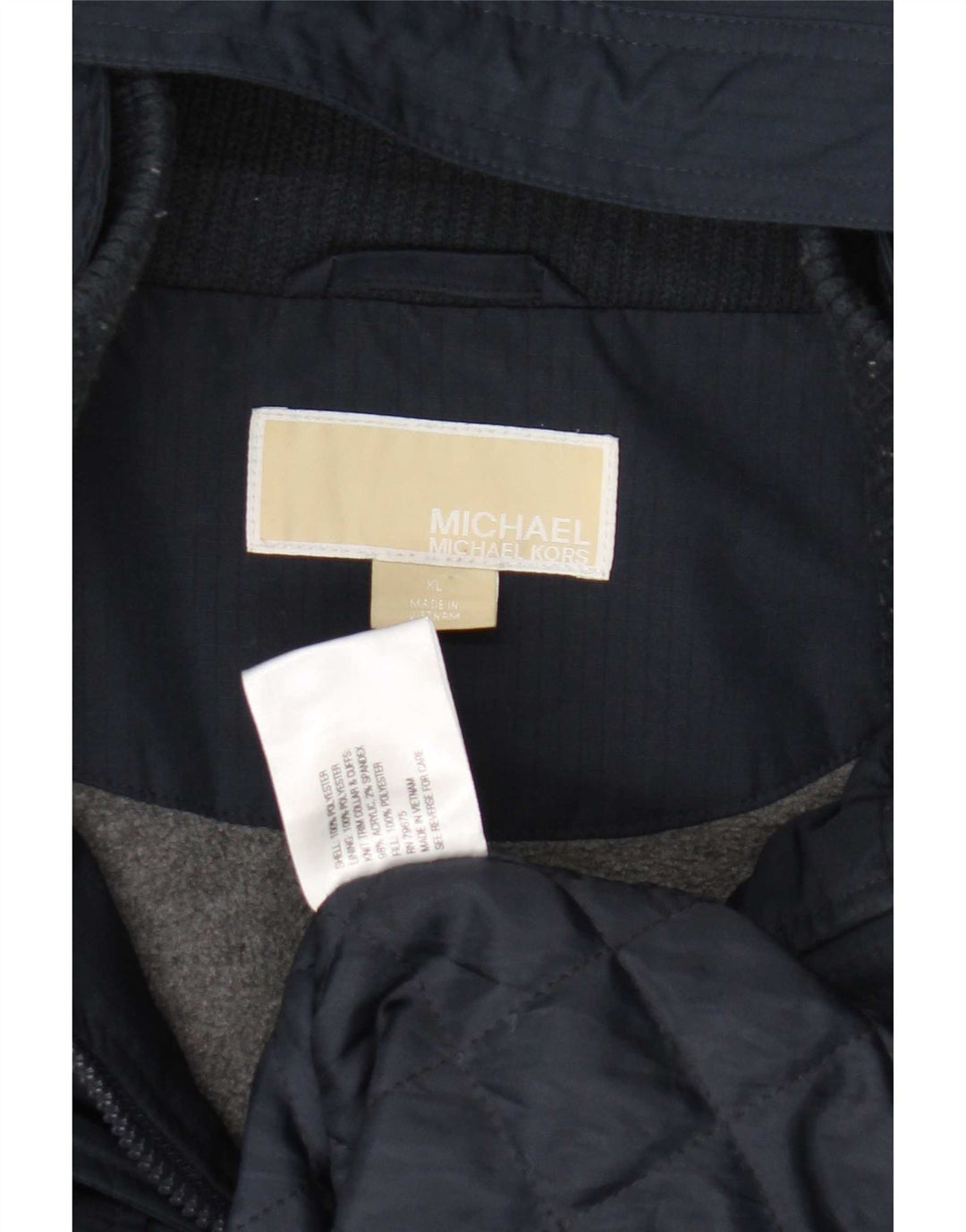 Jaqueta parka feminina com capuz Michael Kors Reino Unido 18 XL azul marinho poliéster