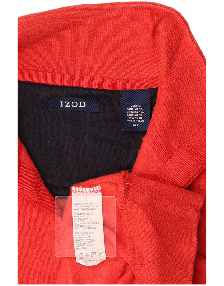 Suéter masculino Izod com zíper 1/4 pequeno algodão vermelho