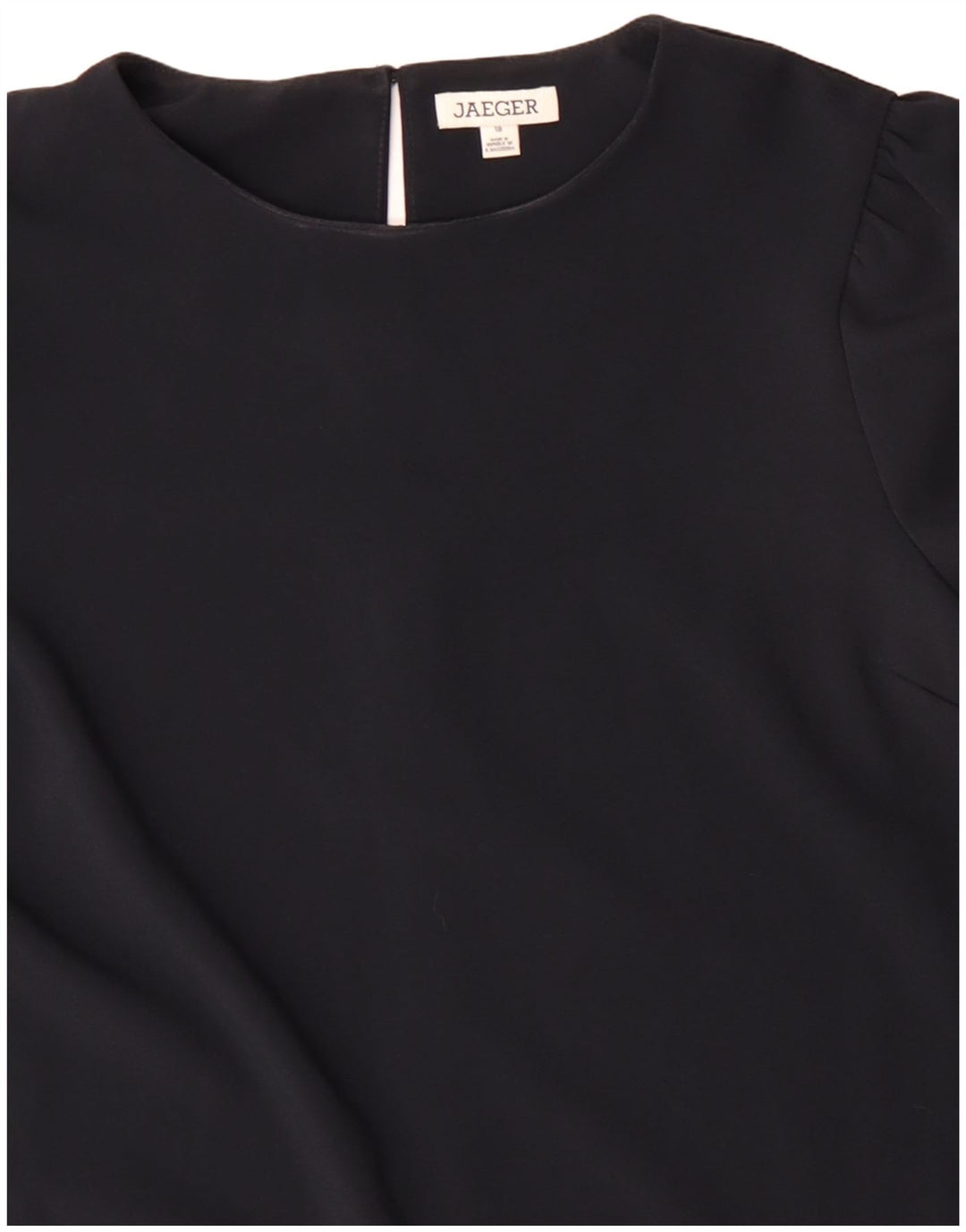 Vestido feminino de manga comprida JAEGER Reino Unido 18 XL azul marinho poliéster