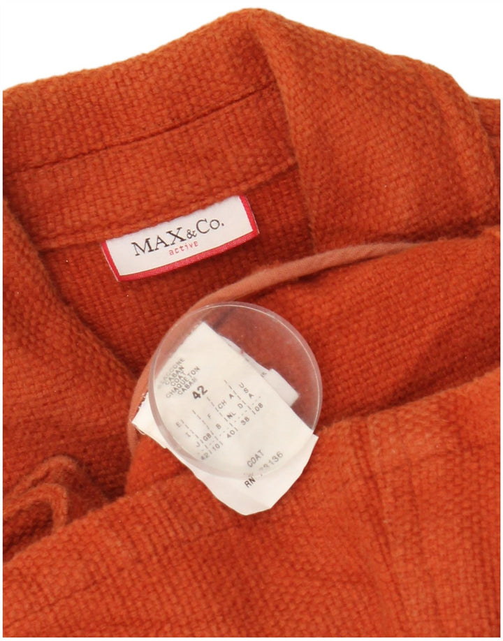 Casaco feminino Pea Coat UK 10 pequeno algodão laranja Max & Co.