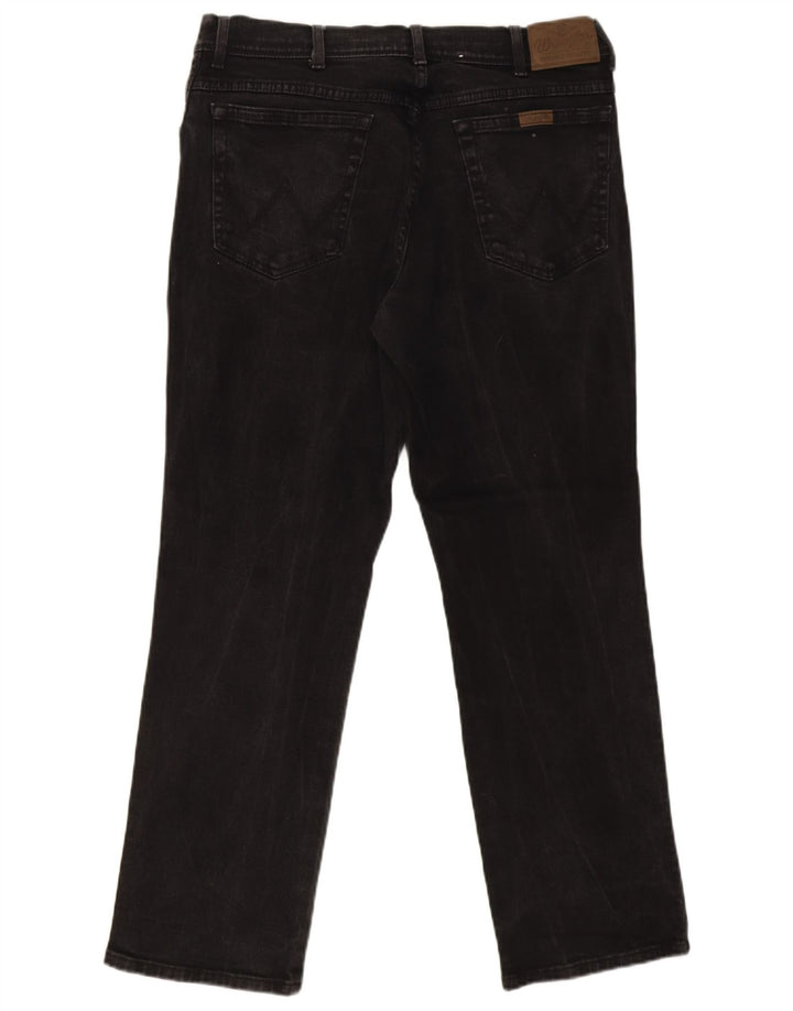 Wrangler Mens Regular Fit Straight Jeans W36 L30 Algodão Preto