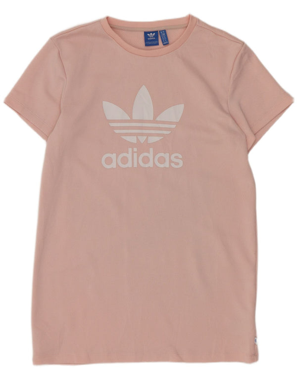 Camiseta Feminina Adidas Graphic Loose Fit Vestido UK 10 Pequeno Rosa Esportes