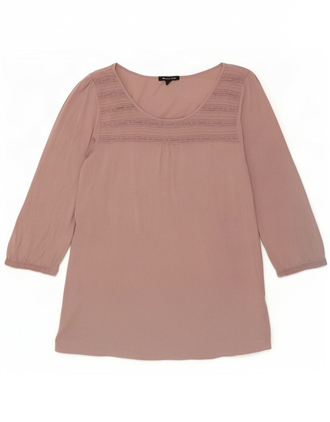Top feminino Massimo Dutti manga 3/4 UK 12 rosa médio