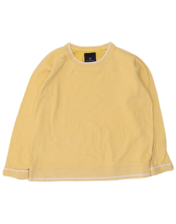 Crew Clothing moletom feminino Jumper UK 12 algodão listrado amarelo médio