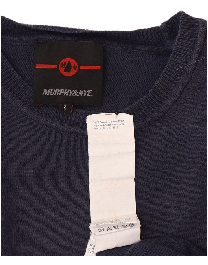 Suéter masculino Murphy & Nye com gola redonda grande azul marinho