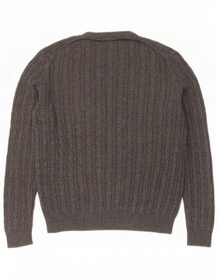 Suéter masculino Farah com gola redonda, grande algodão cinza
