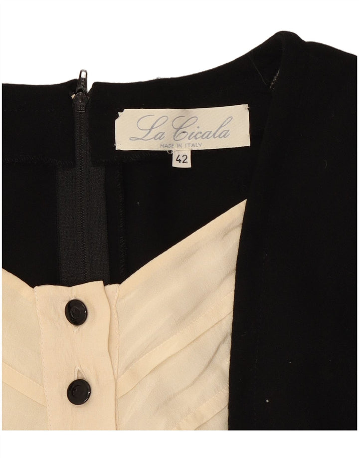 Vestido feminino vintage manga comprida bainha IT 42 médio preto