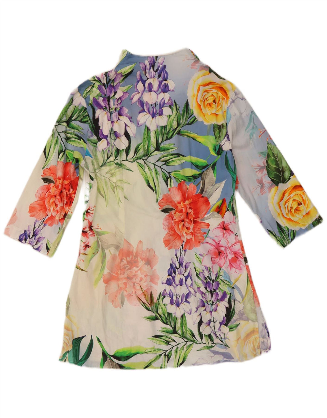 Blusa feminina Longline Naracamicie Reino Unido 16 pequena floral multicolorida