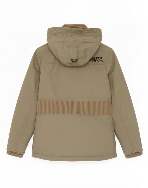 Jaqueta Parka Feminina Superdry com Capuz UK 12 Algodão Cáqui Médio