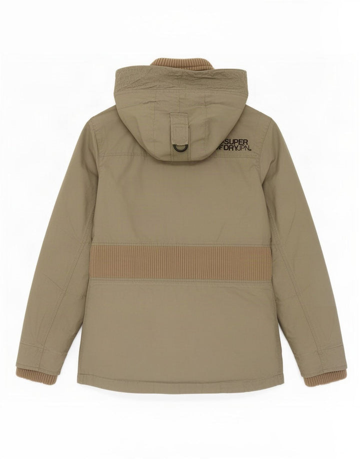 Jaqueta Parka Feminina Superdry com Capuz UK 12 Algodão Cáqui Médio