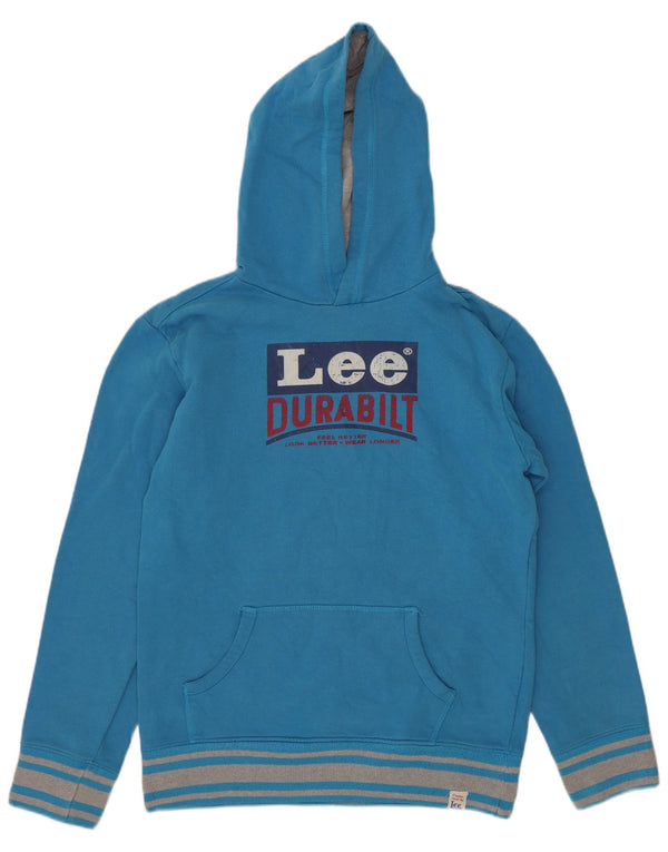 Suéter com capuz gráfico Lee Boys 11-12 anos azul algodão colorblock