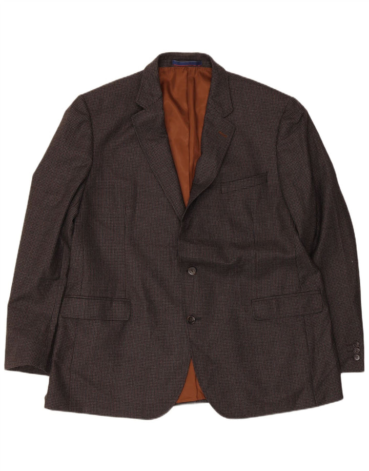 Jaqueta blazer masculina Marks & Spencer sob medida Reino Unido 46 3XL cinza Houndstooth