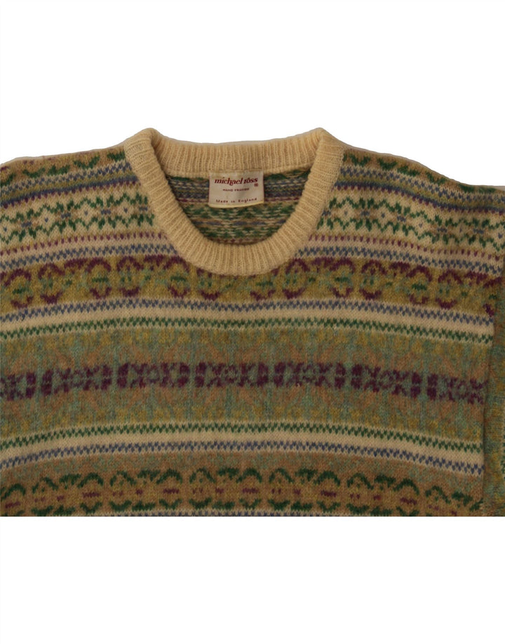 Suéter masculino MICHAEL ROSS com gola redonda e pequeno verde Fair Isle