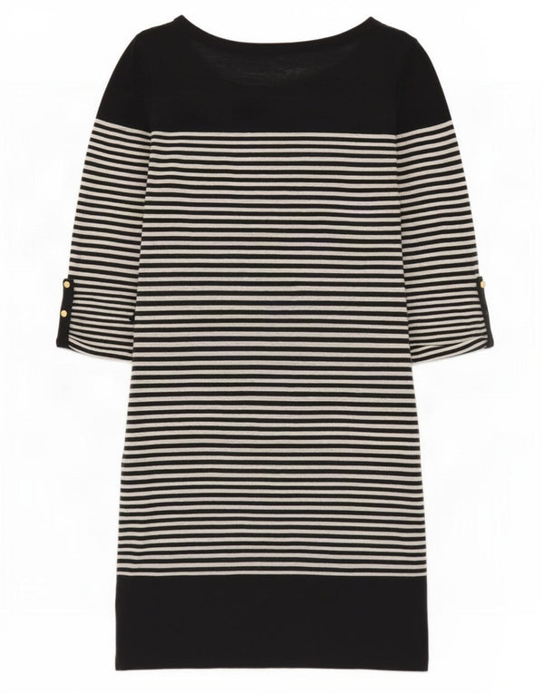 Vestido feminino Massimo Dutti com bainha manga 3/4 Reino Unido 10 pequeno listrado azul marinho