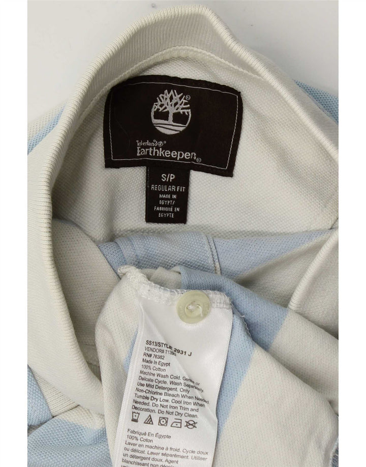 Camisa polo masculina Timberland Earthkeepers Regular Fit pequena listrada azul