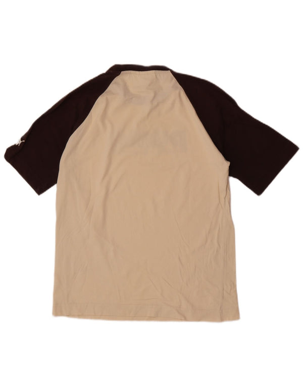Camiseta masculina Puma Graphic Top pequeno bege colorblock algodão