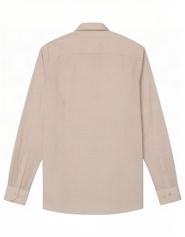 Hugo Boss Mens Extra Slim Fit Camisa Tamanho 42 16 1/2 Grande Branco Geométrico