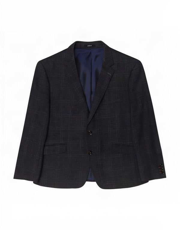 Douglas Mens 2 Button Blazer Jacket UK 44 2XL Navy Blue Check Wool