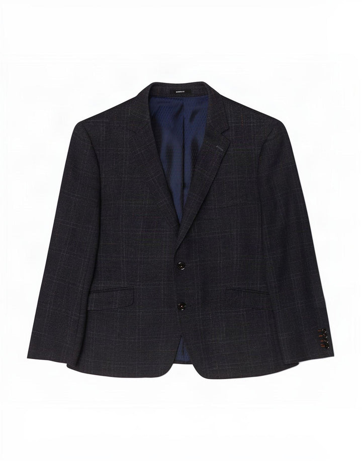 Jaqueta blazer masculina Douglas com 2 botões Reino Unido 44 2XL lã xadrez azul marinho