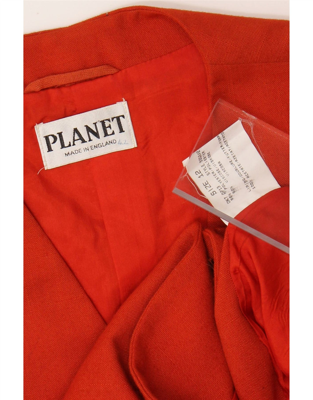 Jaqueta blazer feminina PLANET com 3 botões UK 12 poliéster laranja médio