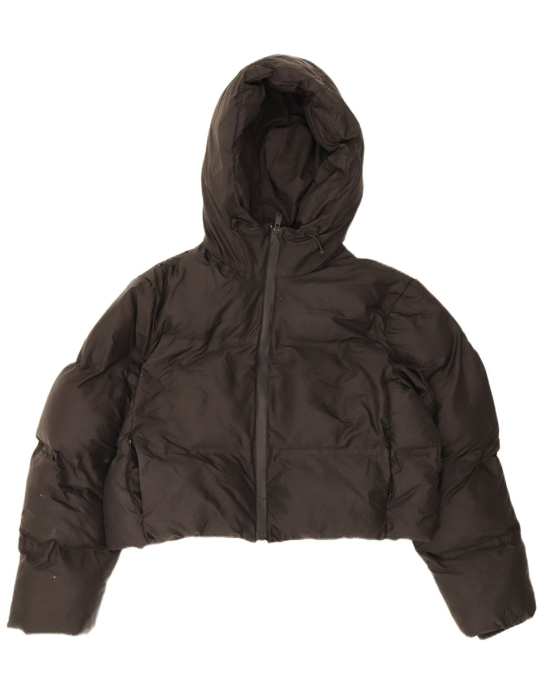 Zara Womens Crop Hooded Oversized Jaqueta Acolchoada Reino Unido 10 Pequeno Poliéster Preto