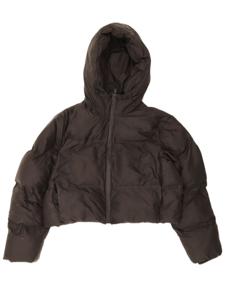 Zara Womens Crop Hooded Oversized Jaqueta Acolchoada Reino Unido 10 Pequeno Poliéster Preto
