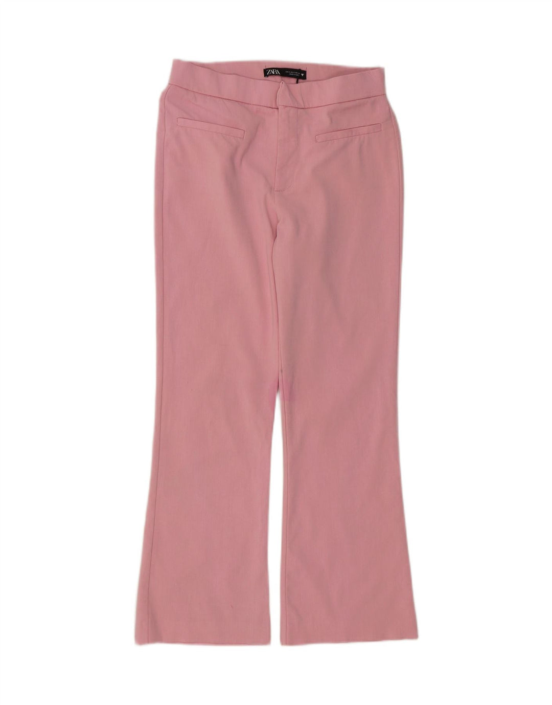 ZARA Calça feminina casual bootcut pequena W26 L25 algodão rosa