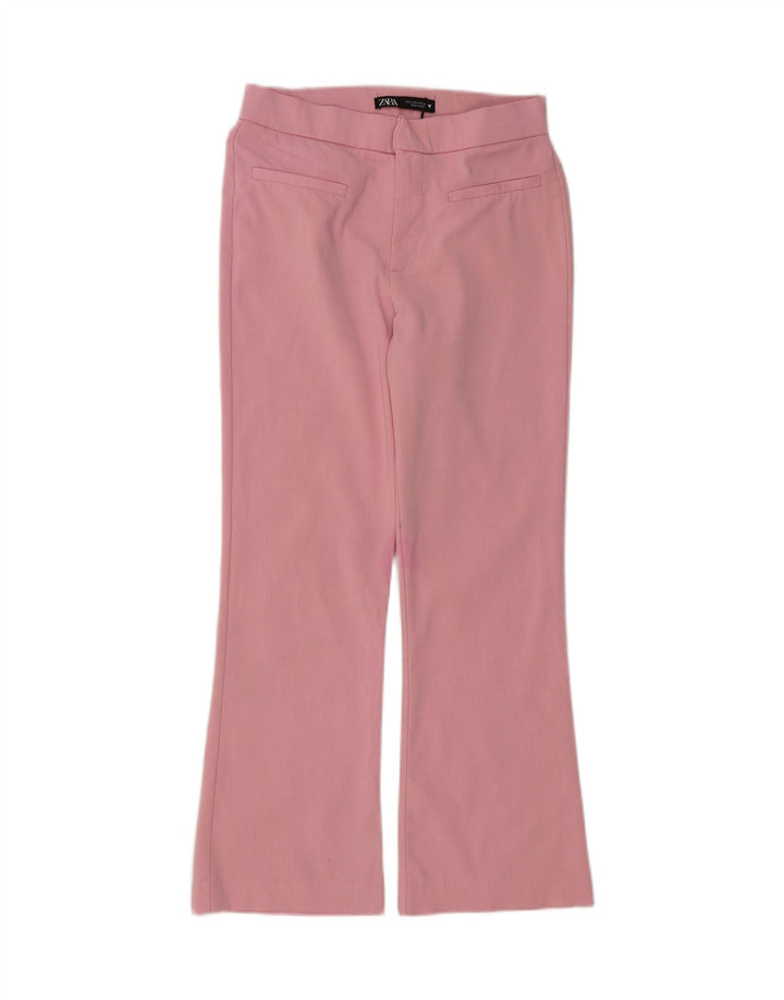 ZARA Calça feminina casual bootcut pequena W26 L25 algodão rosa