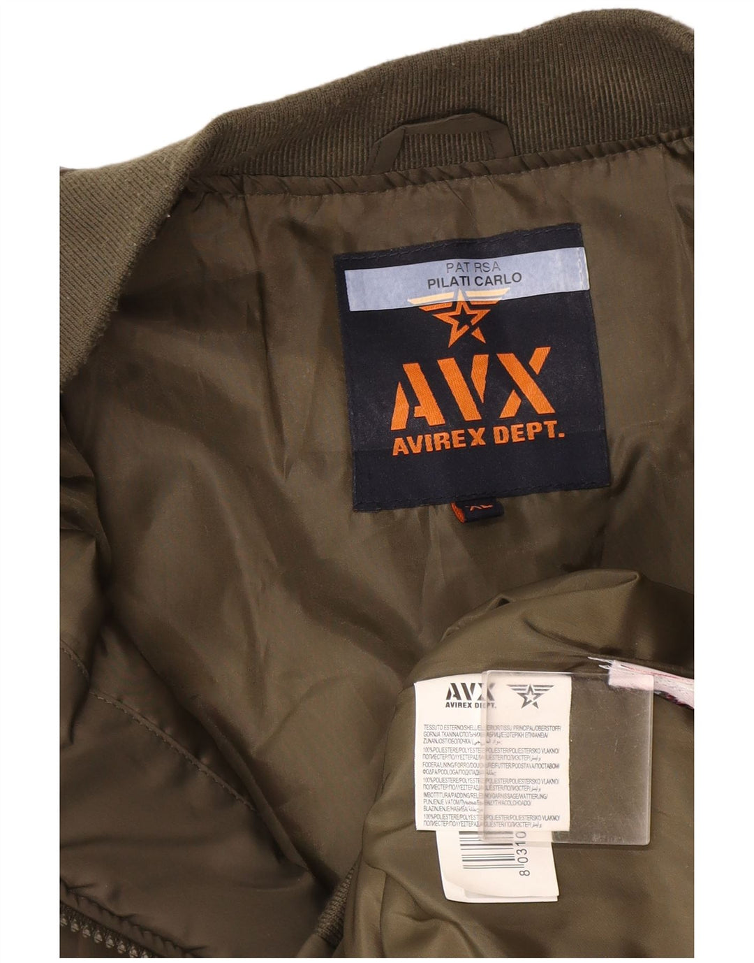 Jaqueta bomber masculina Avirex UK 42 XL cáqui poliéster