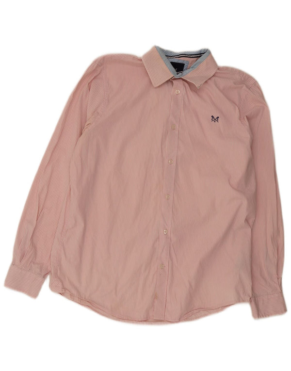 Crew Clothing Camisa masculina clássica de ajuste grande algodão listrado rosa