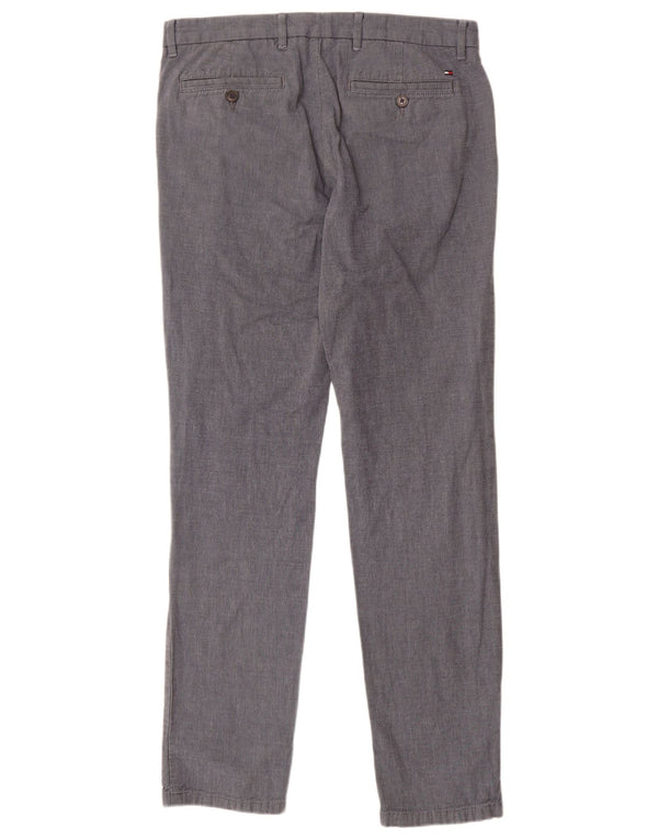 Tommy Hilfiger Mens Slim Chino Calças W33 L34 Azul Houndstooth Algodão