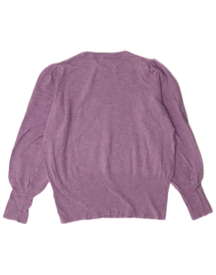 Suéter feminino MARKS & SPENCER com gola canoa Reino Unido 12 médio roxo