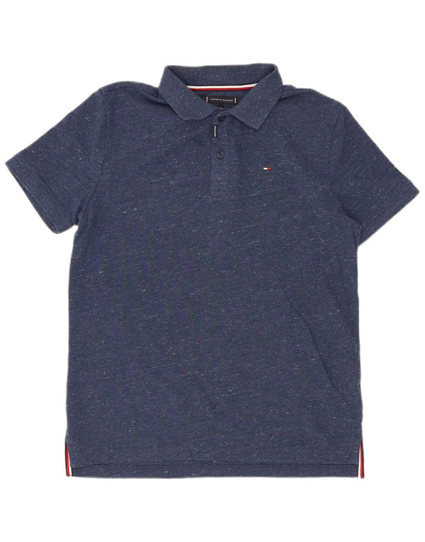 Camisa polo masculina Tommy Hilfiger 13-14 anos azul marinho algodão manchado