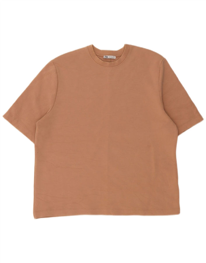 Camiseta masculina Zara Top médio algodão bege