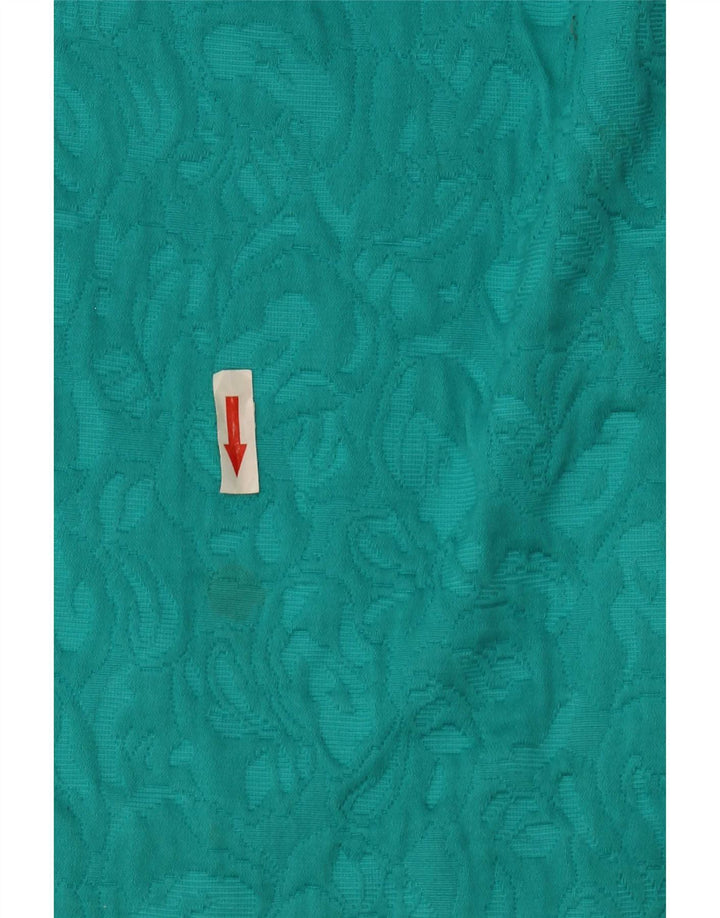 Conjunto de saia feminina vintage abstrata com 4 botões e 2 peças Reino Unido 14 turquesa médio