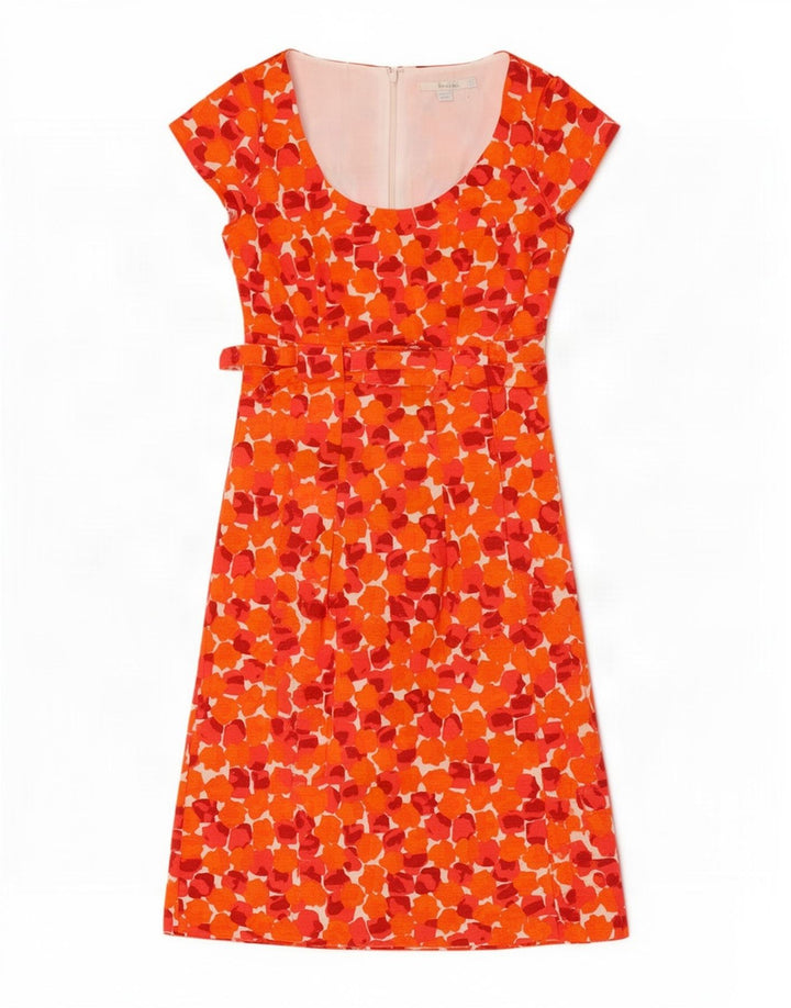 Vestido básico feminino Boden UK 8 pequeno algodão floral laranja