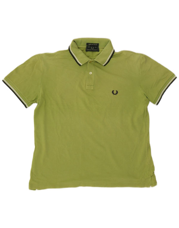 Camisa polo masculina Fred Perry grande algodão listrado verde
