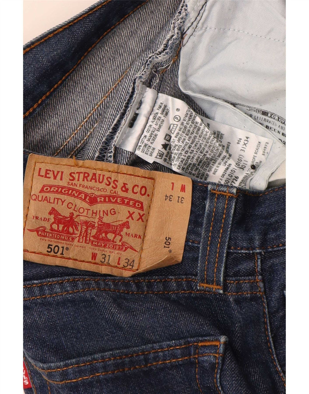 Levi's Masculino 501 Straight Jeans W31 L34 Azul Marinho Algodão