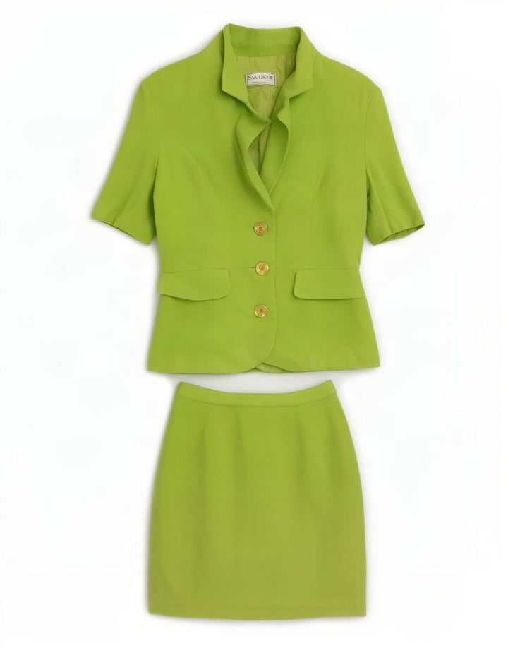 Conjunto de saia feminina Swish com 4 botões e 2 peças Reino Unido 8 pequeno W24 verde