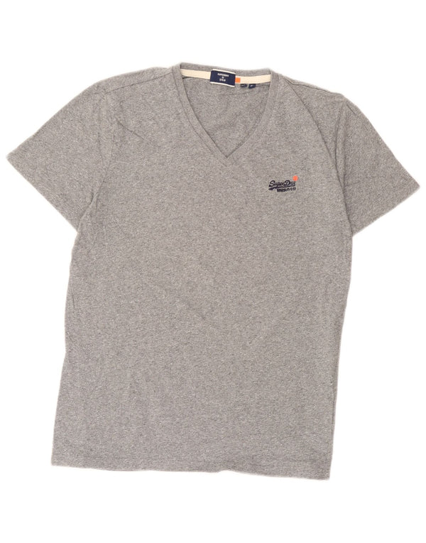 Camiseta feminina Superdry UK 18 XL algodão manchado cinza
