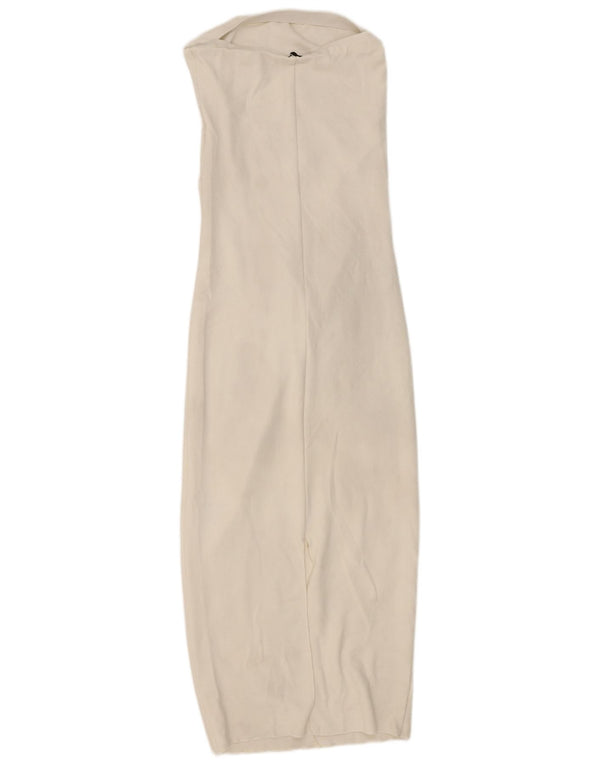 Vestido bodycon sem alças Zara feminino UK 12 médio branco