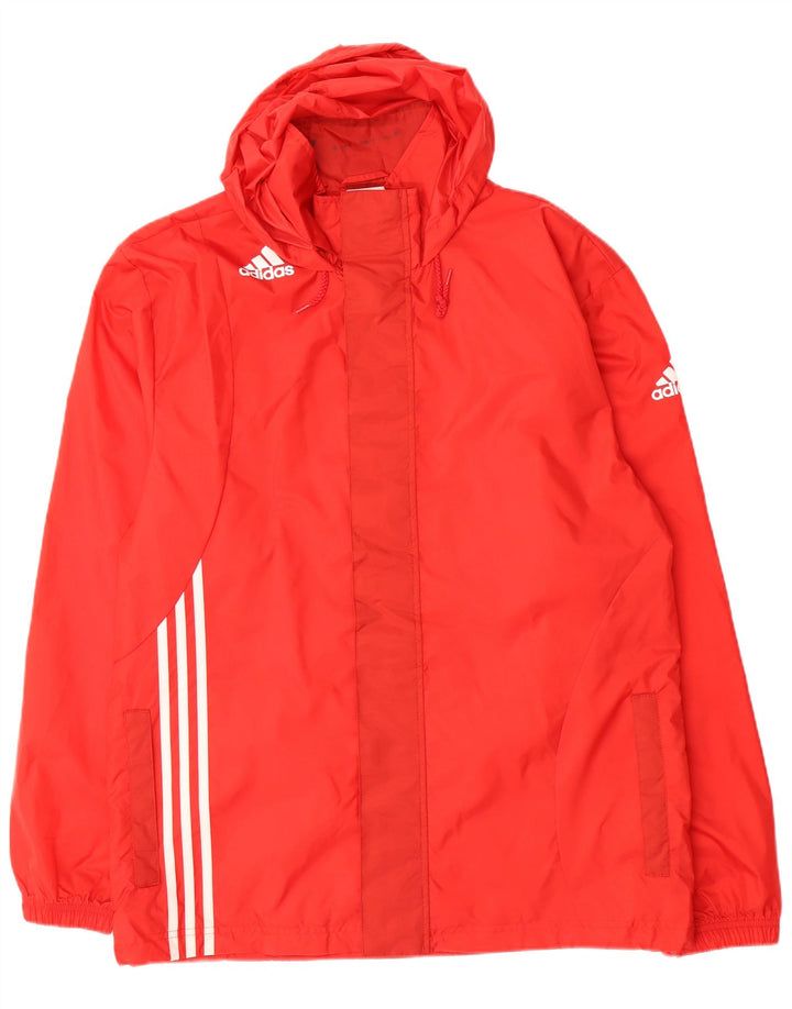 ADIDAS Mens Graphic Hooded Rain Jacket UK 40 Grande Vermelho Nylon