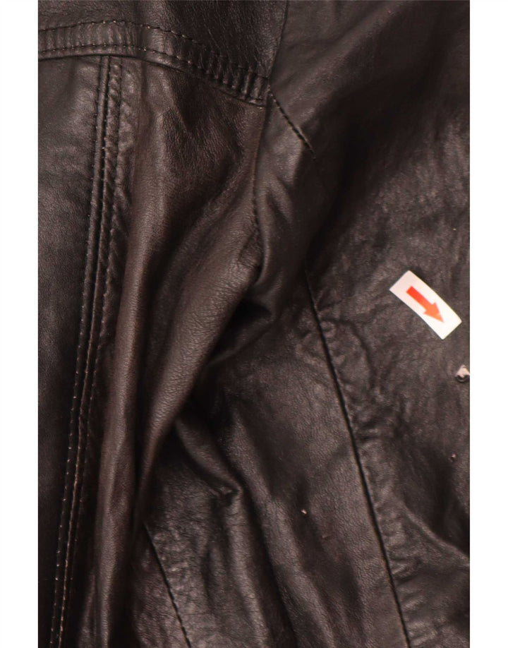 Jaqueta blazer feminina vintage de couro com 3 botões IT 44 médio preto