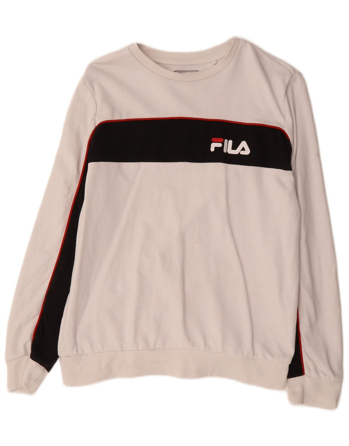 Fila moletom gráfico masculino jumper pequeno branco colorblock