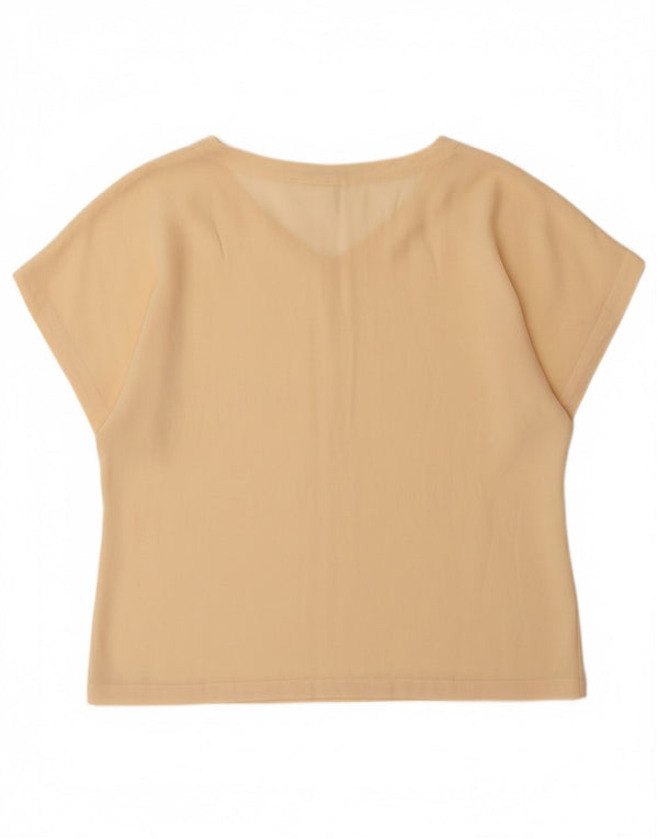 Camiseta feminina MAX MARA UK 14 grande seda bege